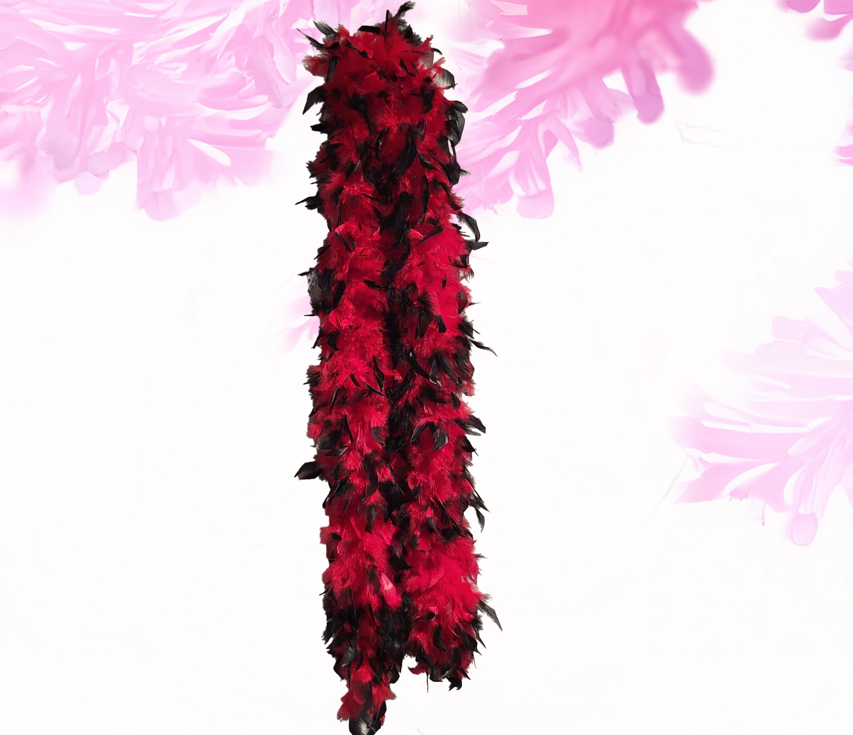 Garland genuine ostrich feather boa - red with black tips