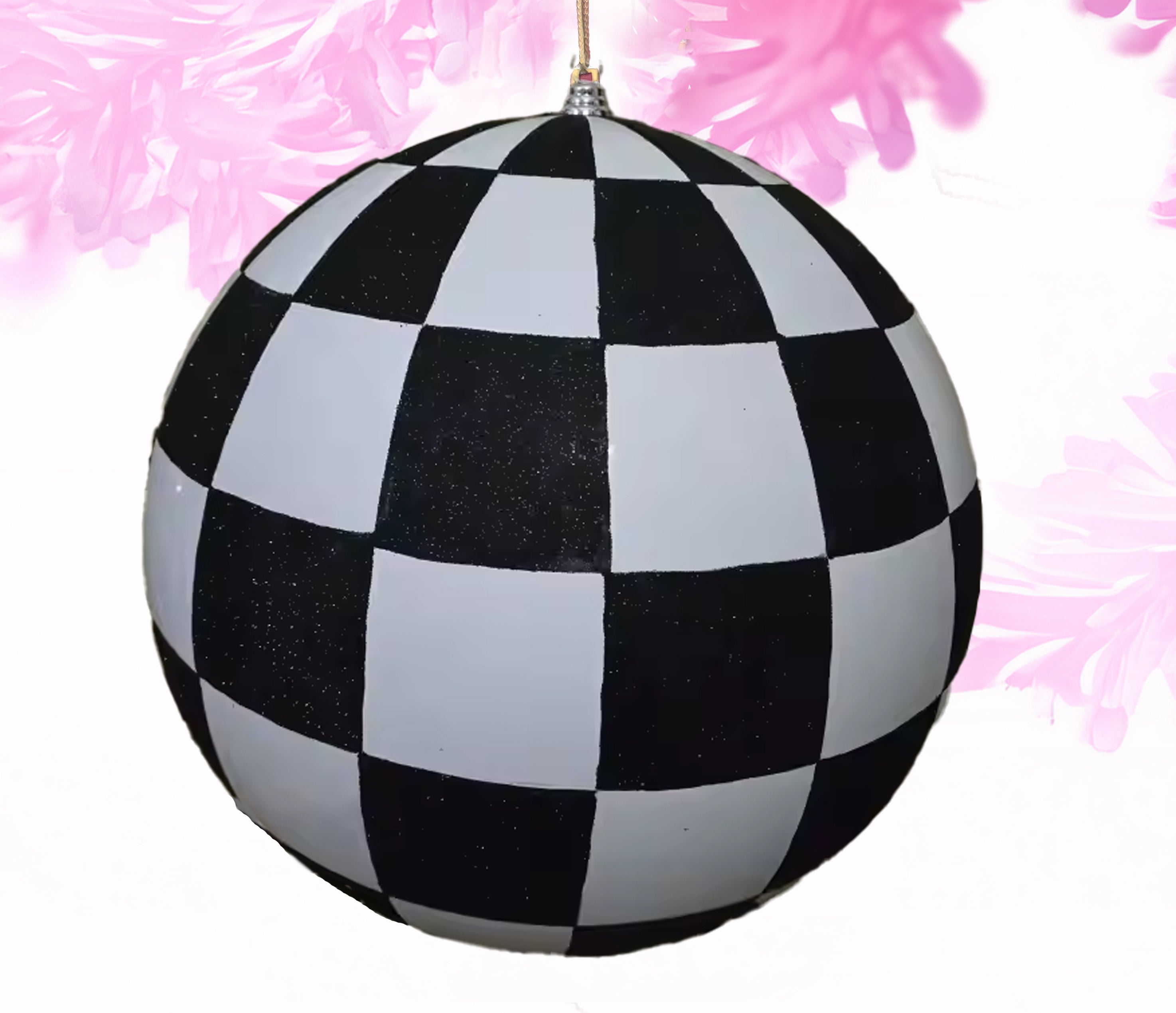 Glitter ball - black white checkered 16 inch