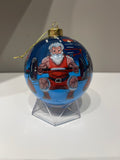 Santa Claus Working Out Limited Edition Glass Ornament - 4 inch