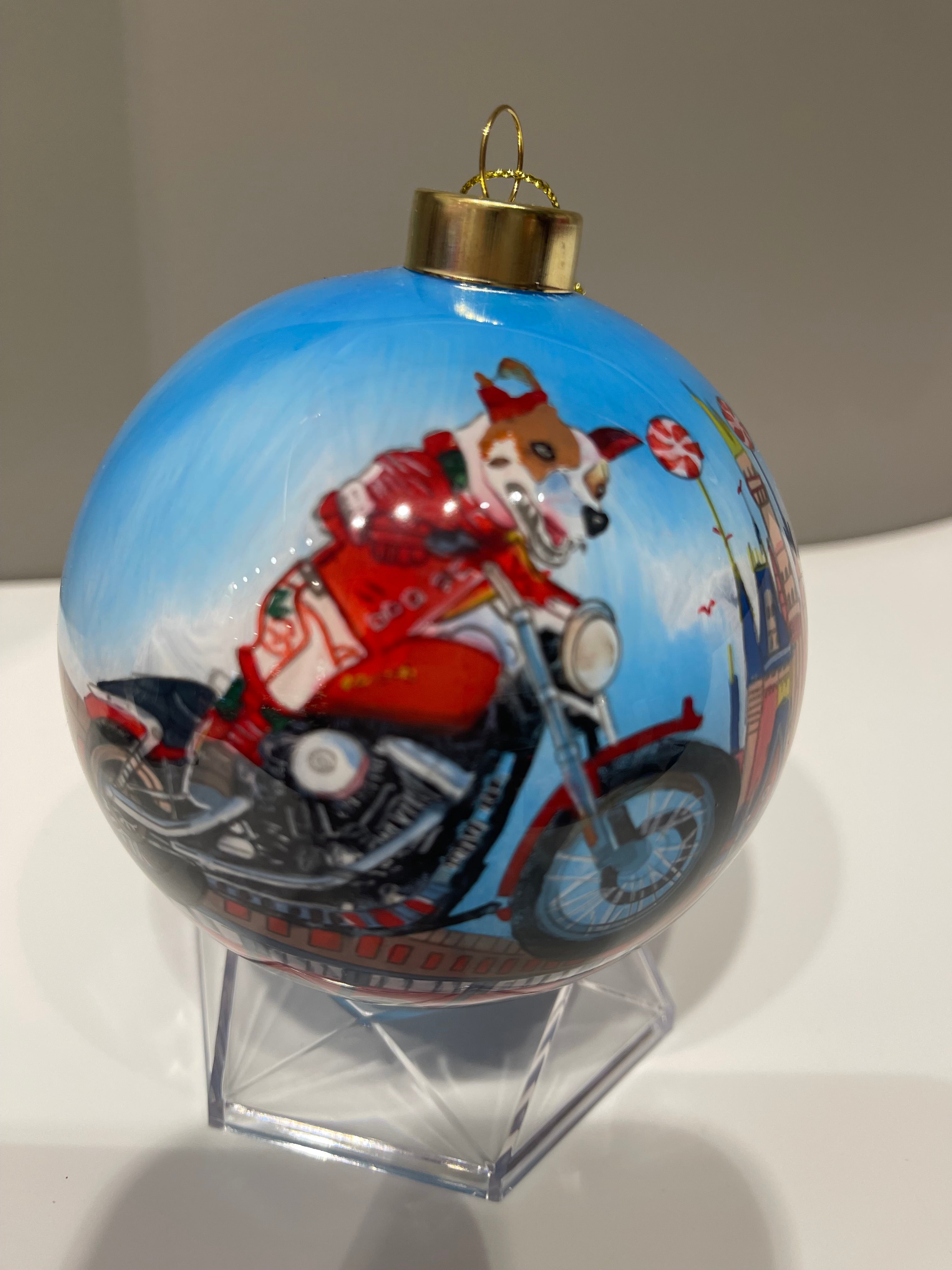 Dog Evel Knievel Limited Edition Glass Ornament - 4 inch