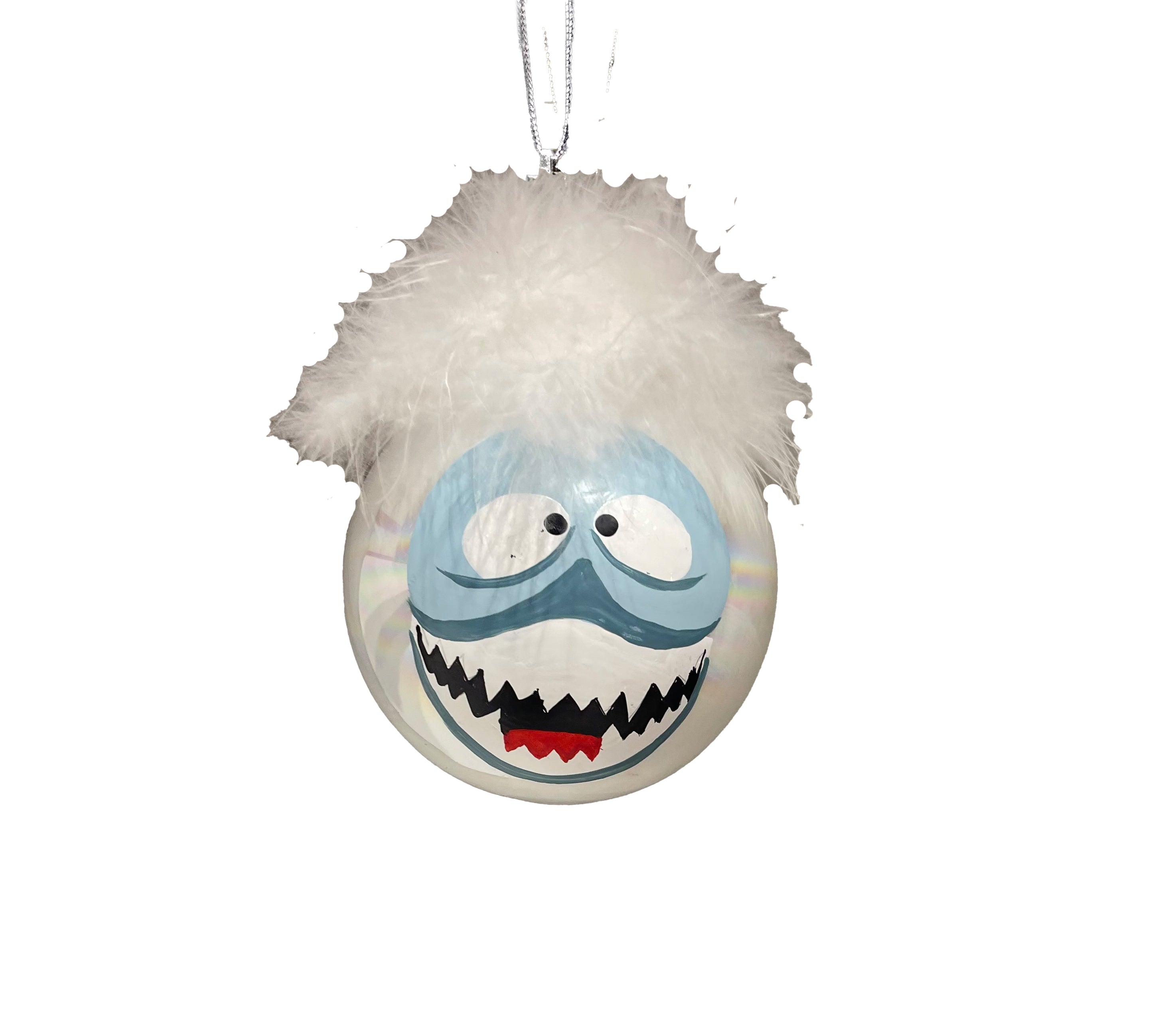The abominable snowman ornament - hand painted glass