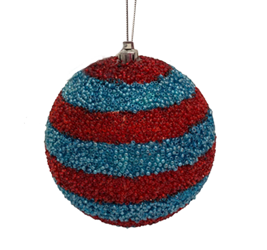 Beaded Ball - 8 inch Red Blue horizontal