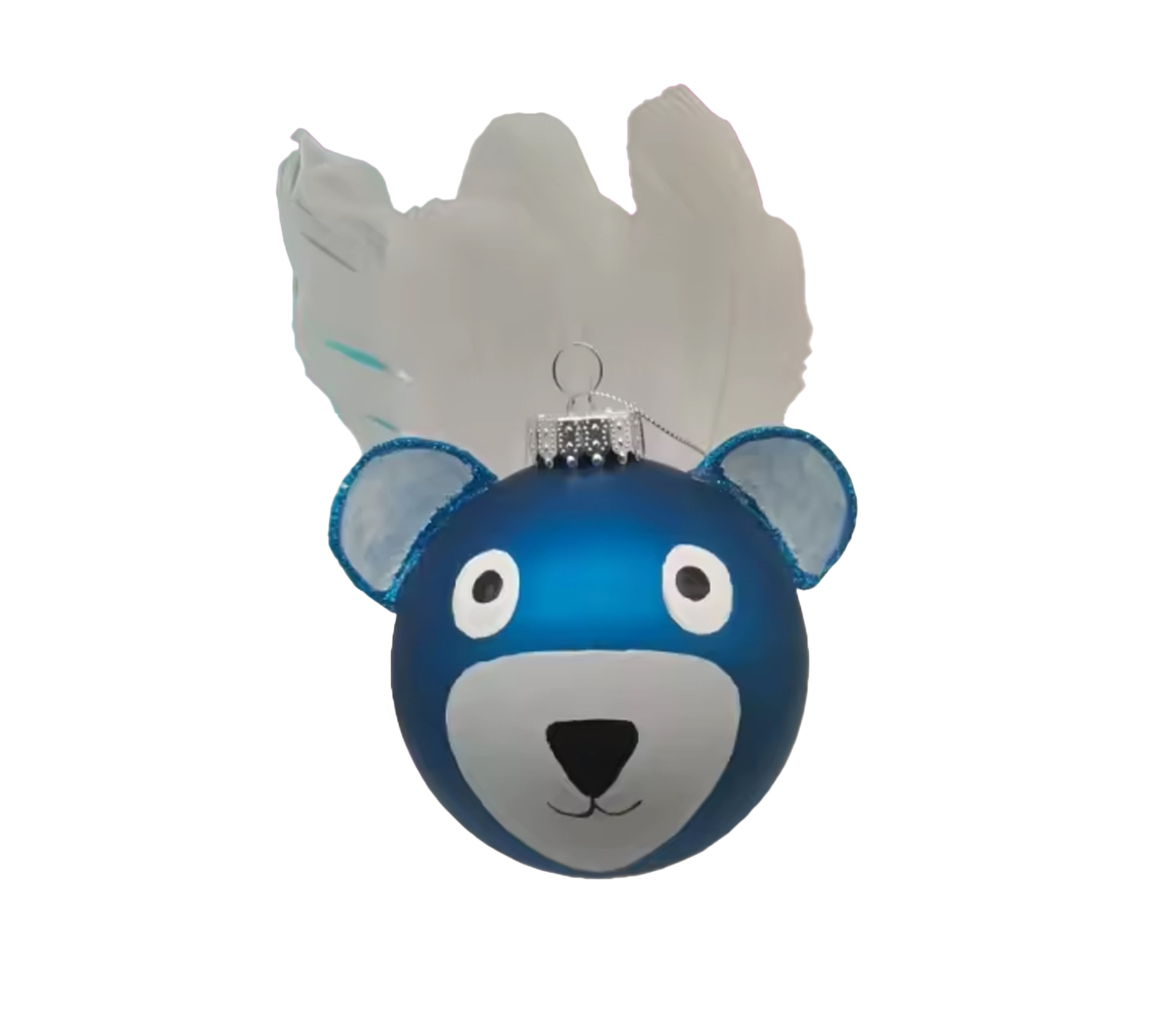 Glass Ornament 4 inch - blue bear