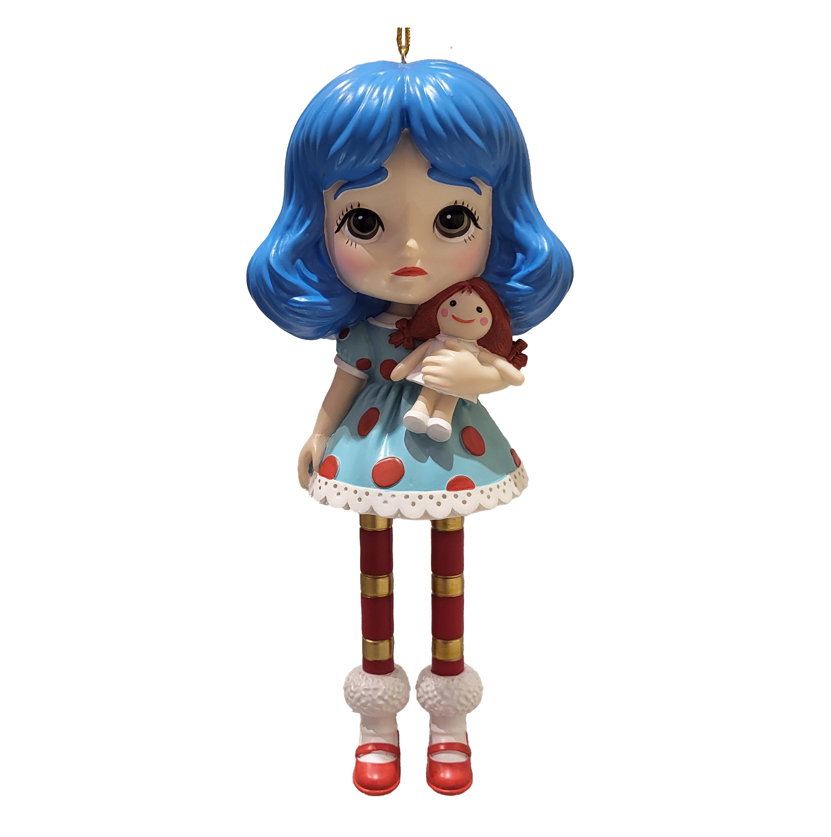 Blue haired doll ornament