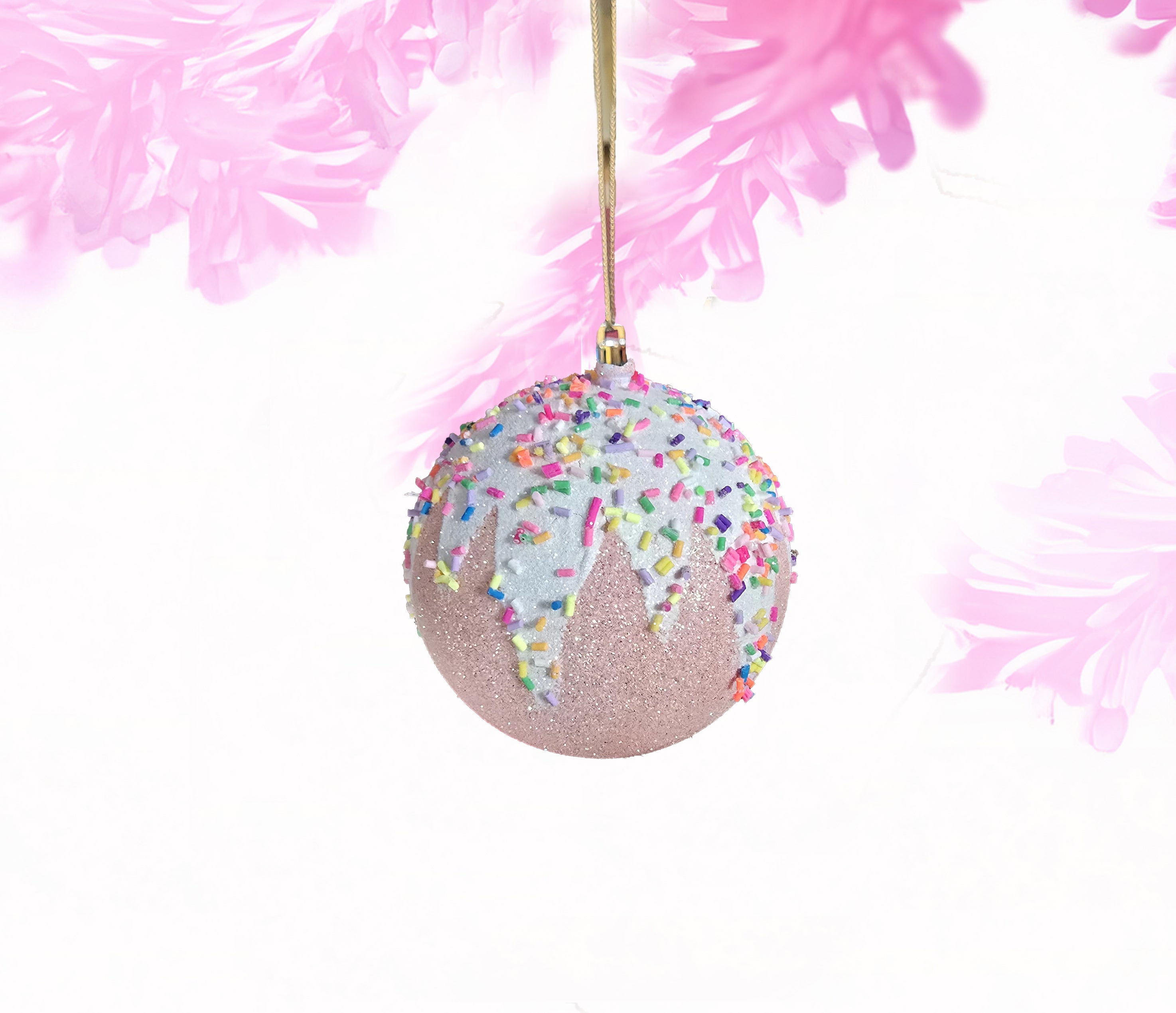 Candy land Ball Ornament - Pink 4 inch