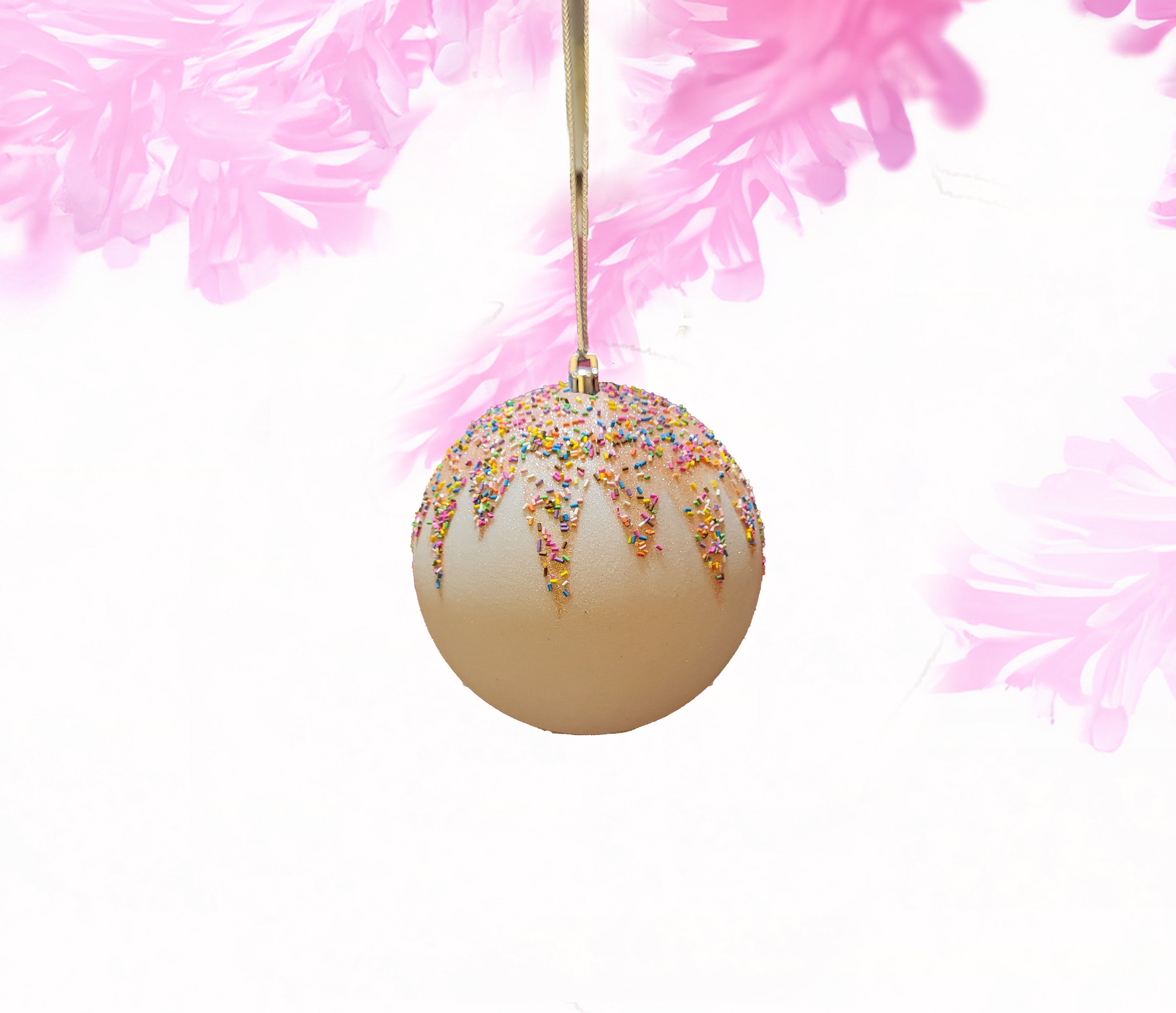Candy land Ball Ornament - White 4 inch