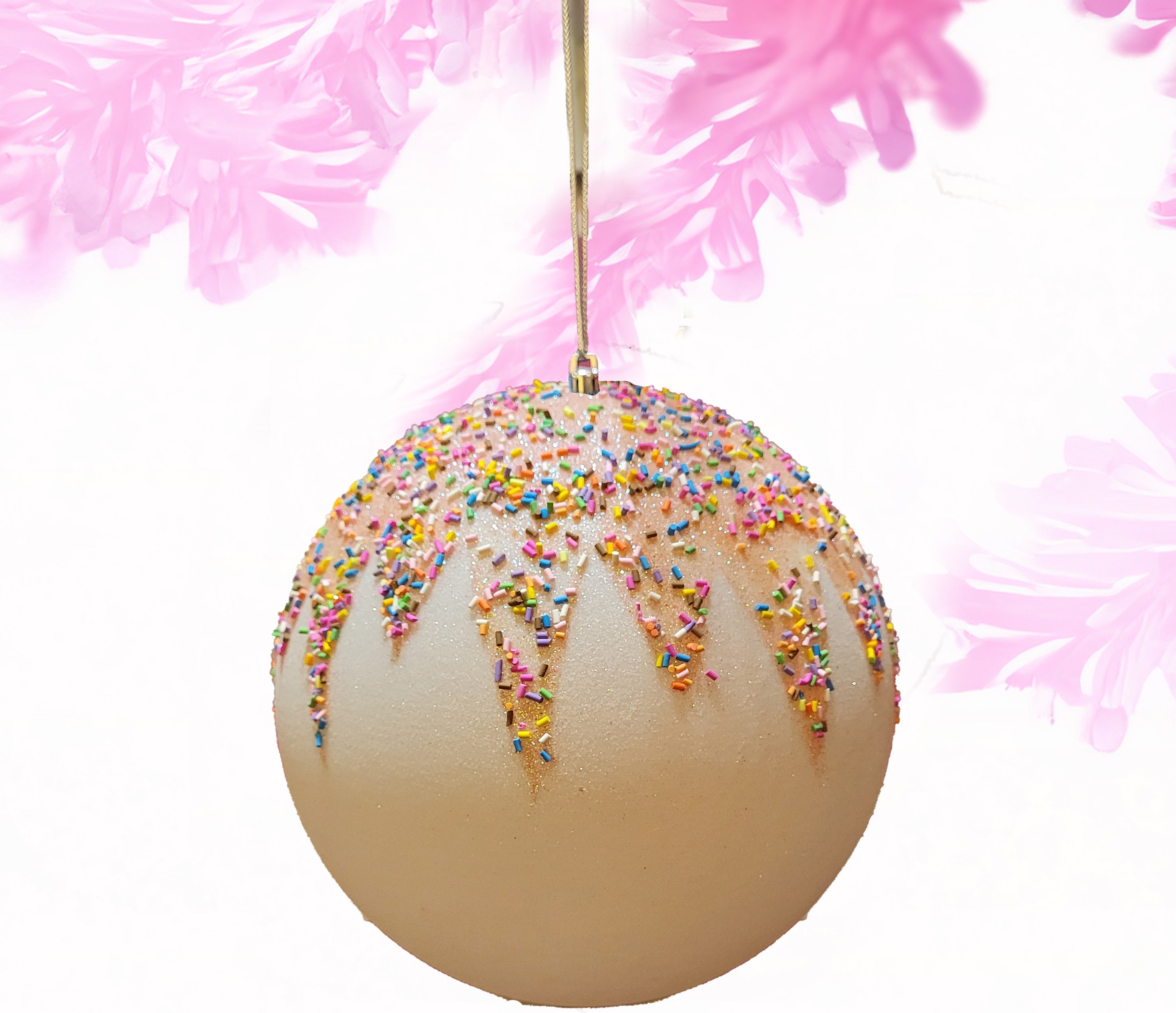 Candy Land Ball Ornament - White 8 inch