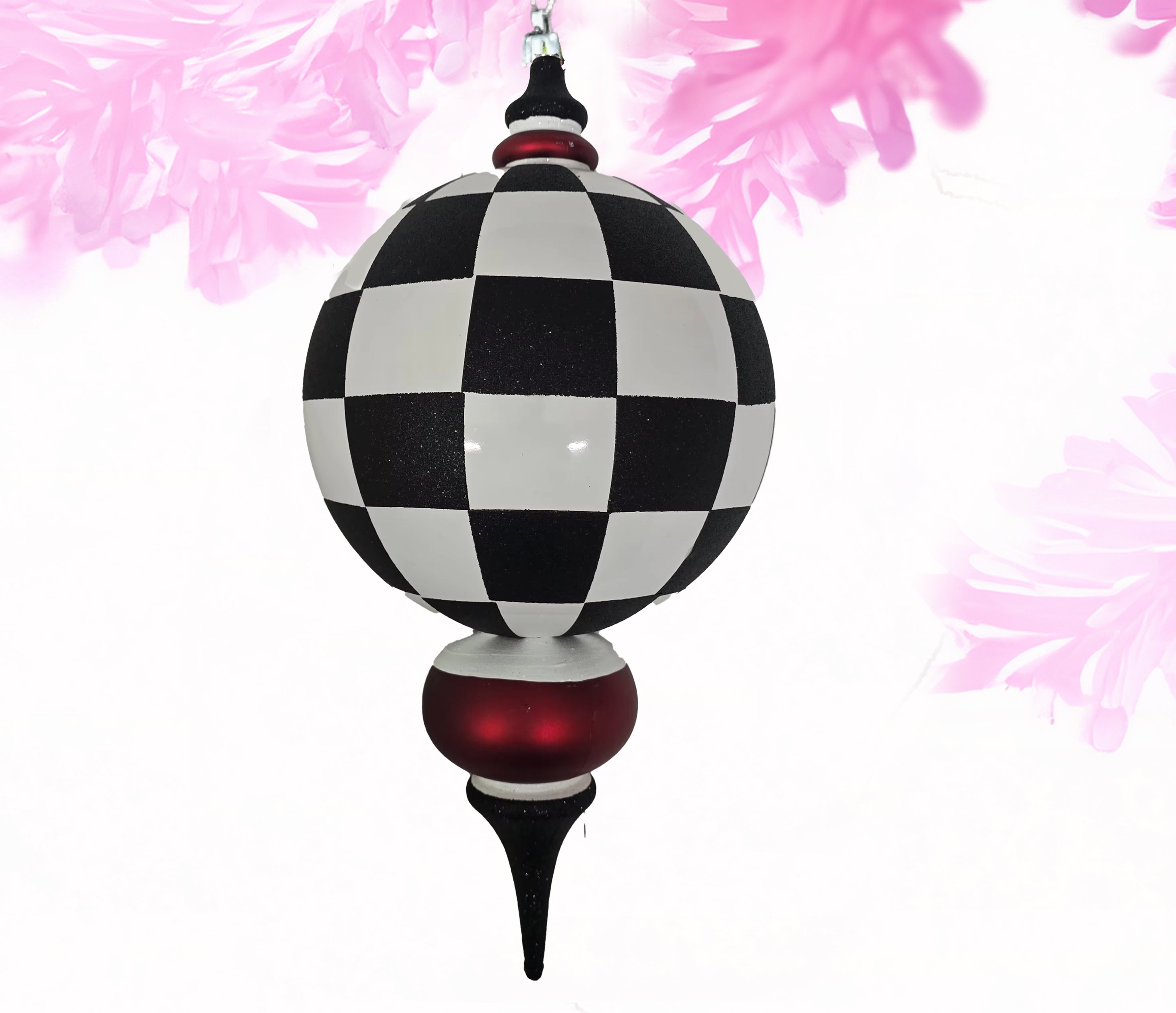 Finial Ornament Checkered- 8 inch