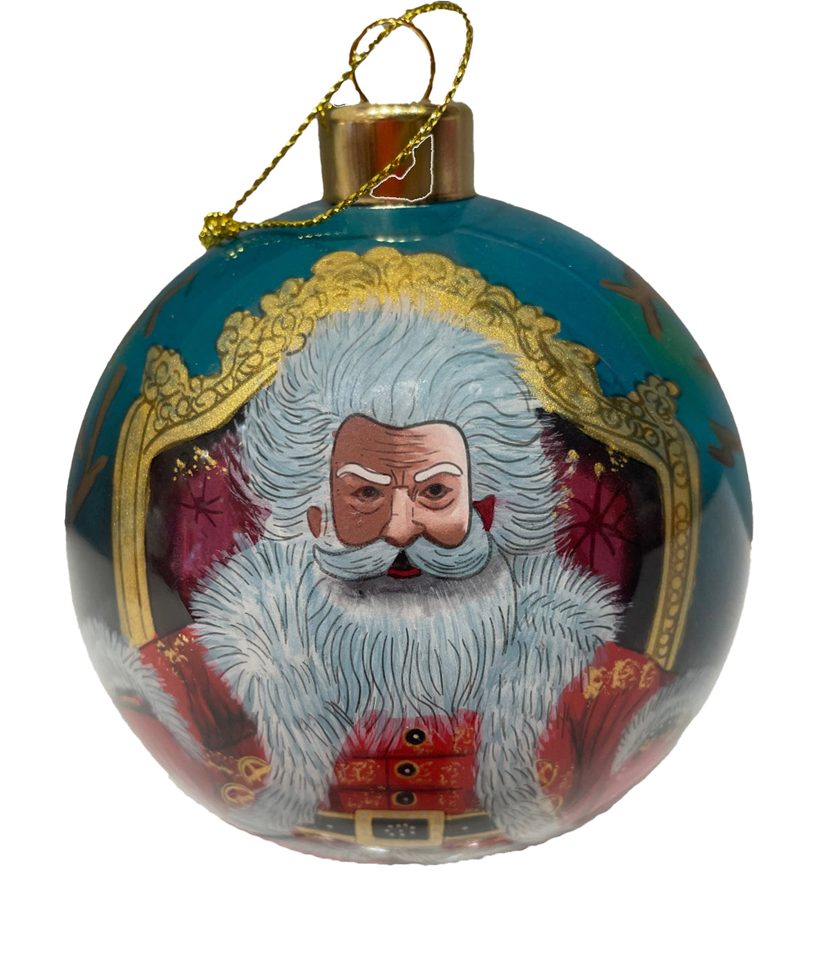 Cool Santa Hand-Painted Glass Ornament