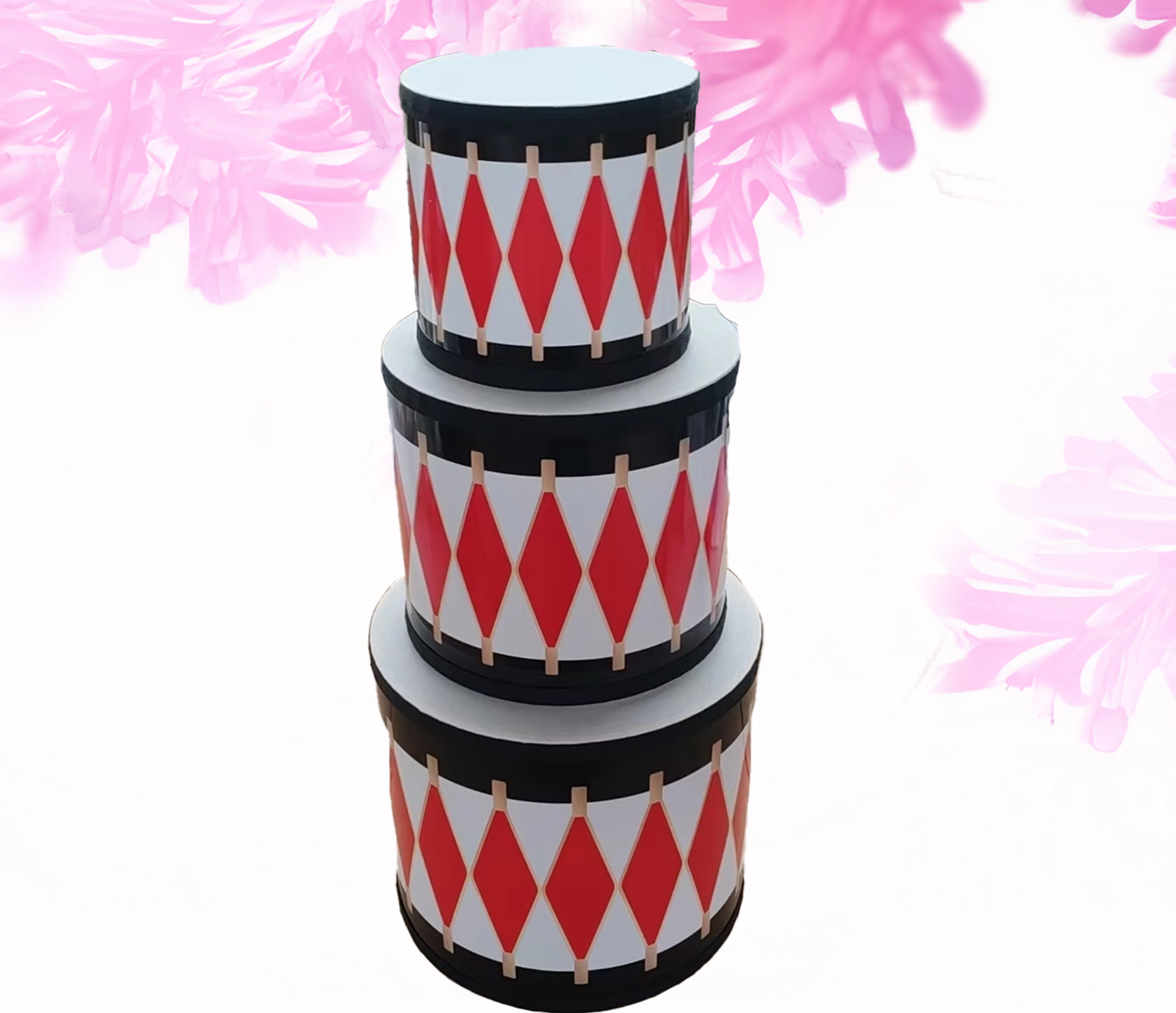 Drum black red white large - 10 inch