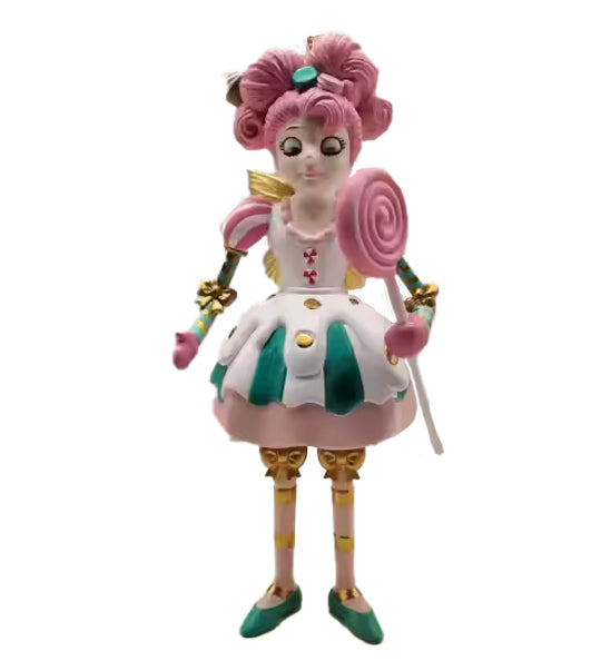 Fairy doll ornament with peppermint wand - small