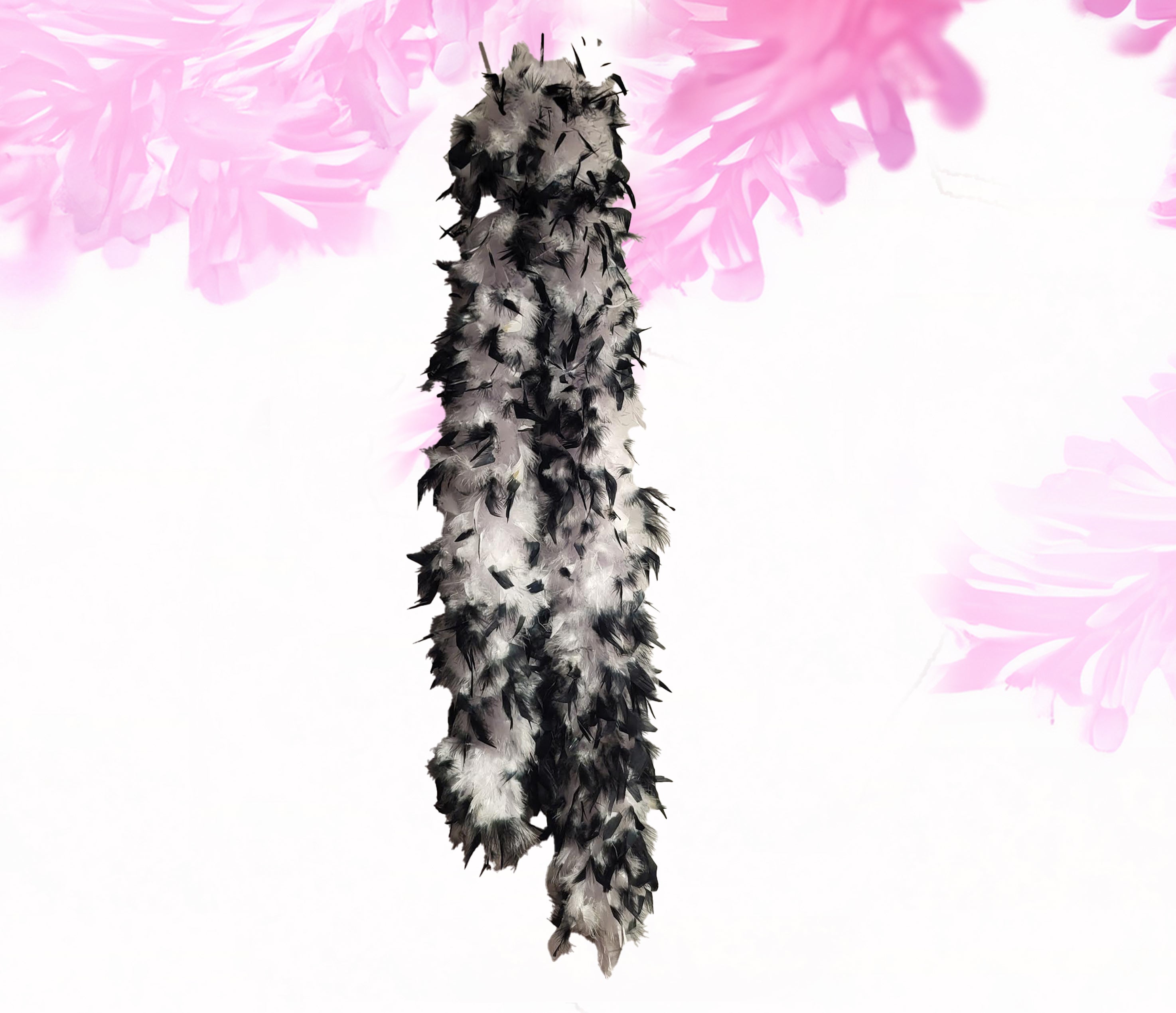 Garland genuine ostrich feather boa - white with black tips