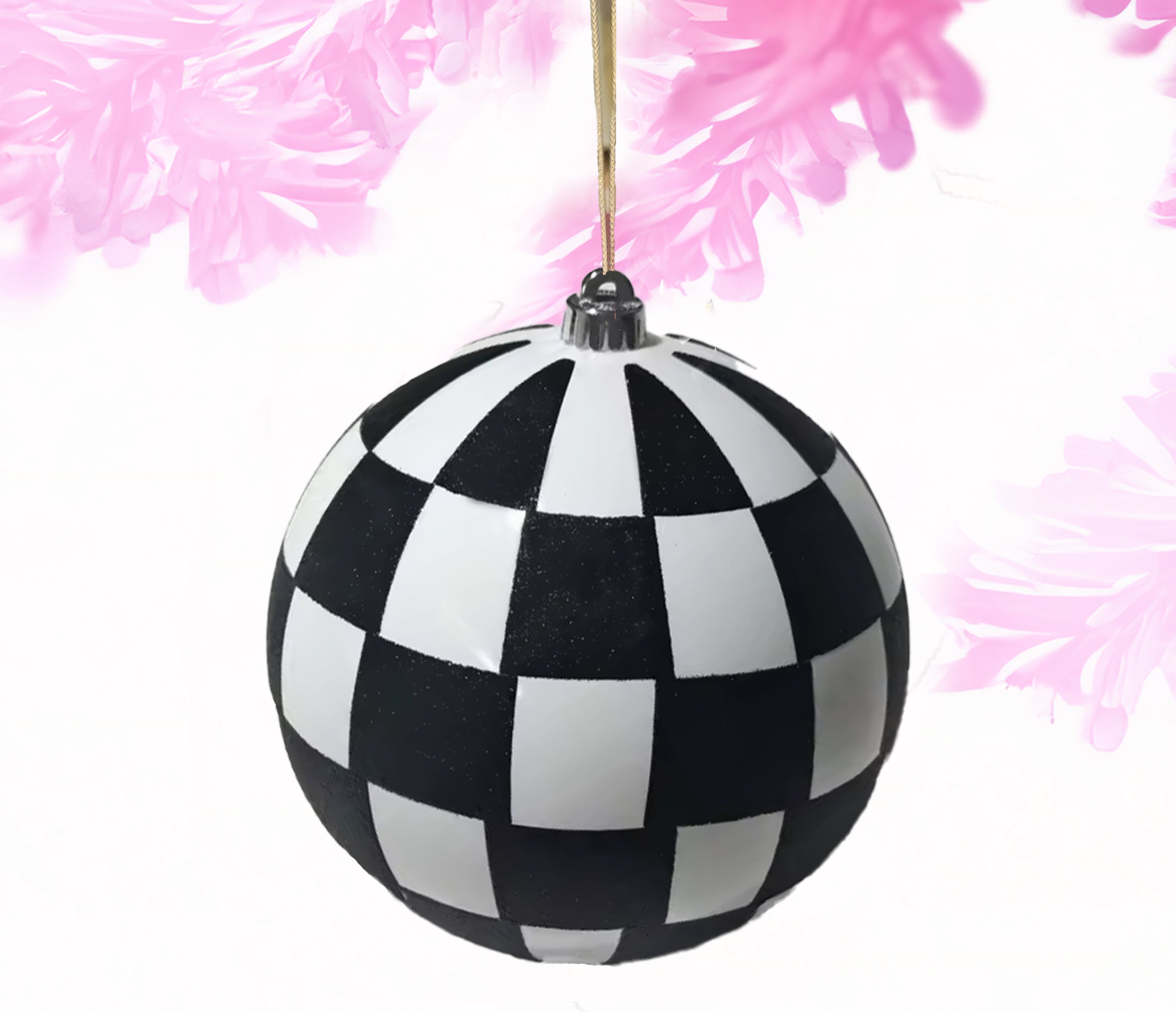 Glitter ball - black white checkered 8 inch