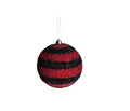 Beaded Ball 4 inch - red and black horizontal stripes