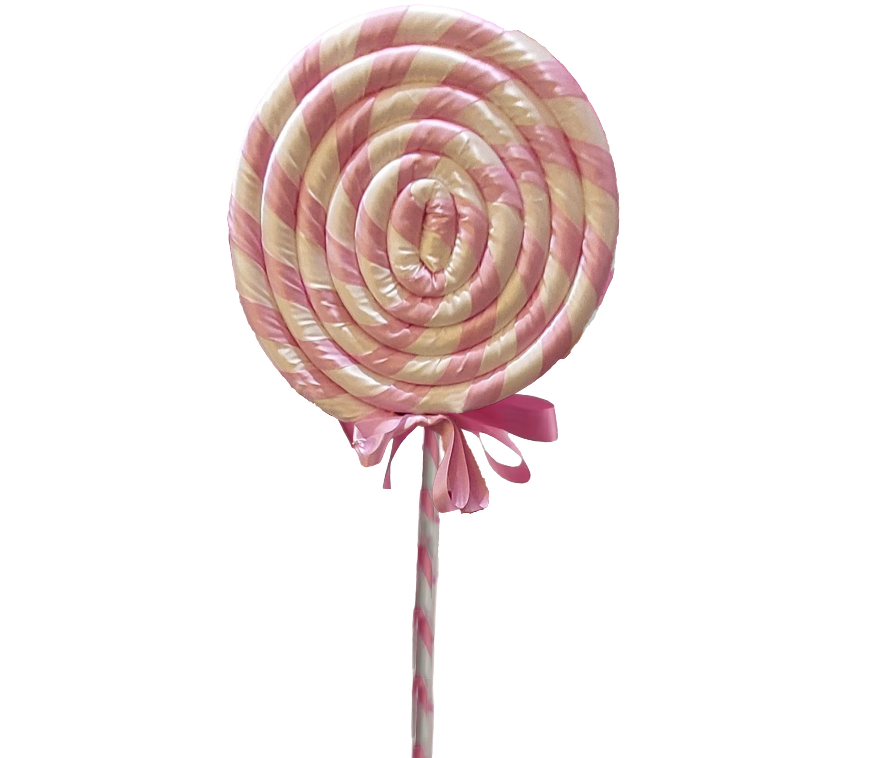 Striped Lollipop 14 inch - light pink and white satin