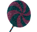 Glitter Lollipop 8 inch - pink and teal peppermint