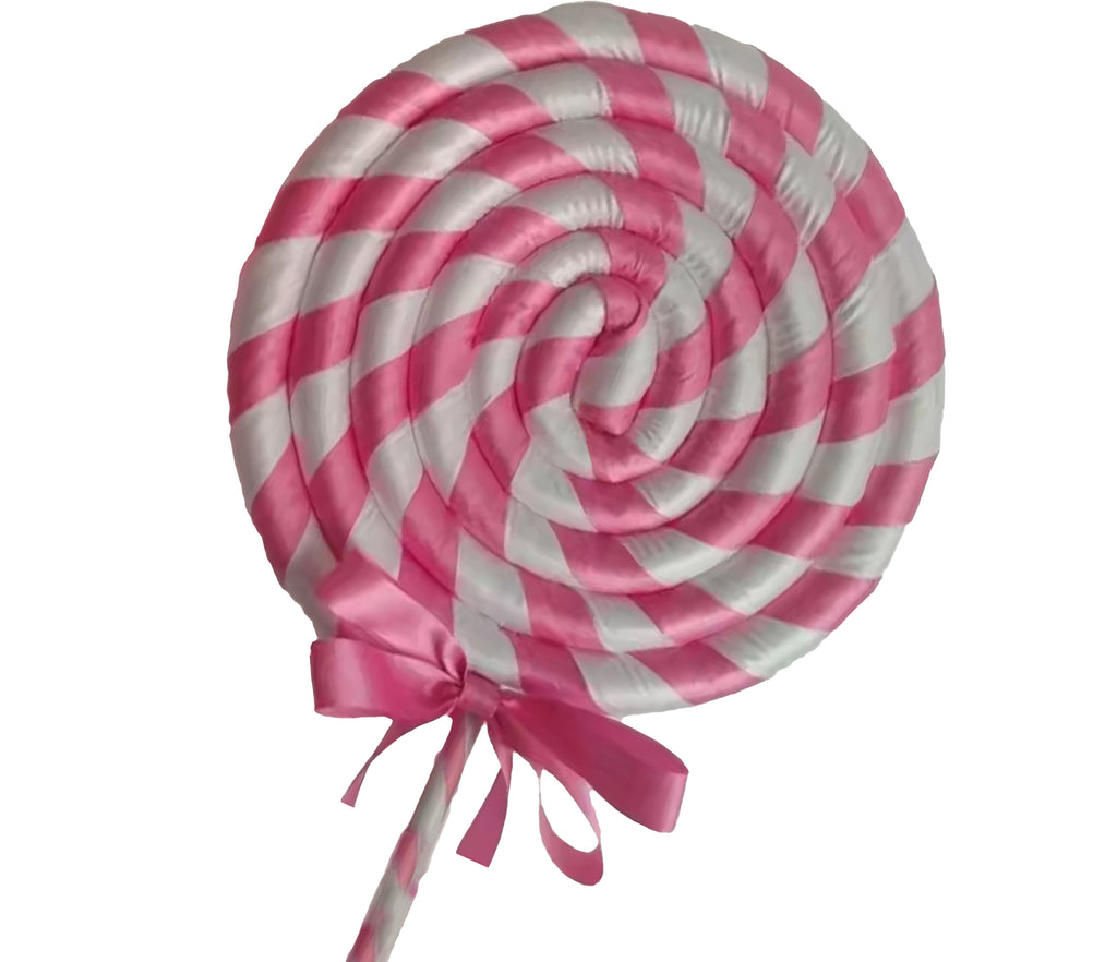 Striped Lollipop 14 inch - pink and white satin