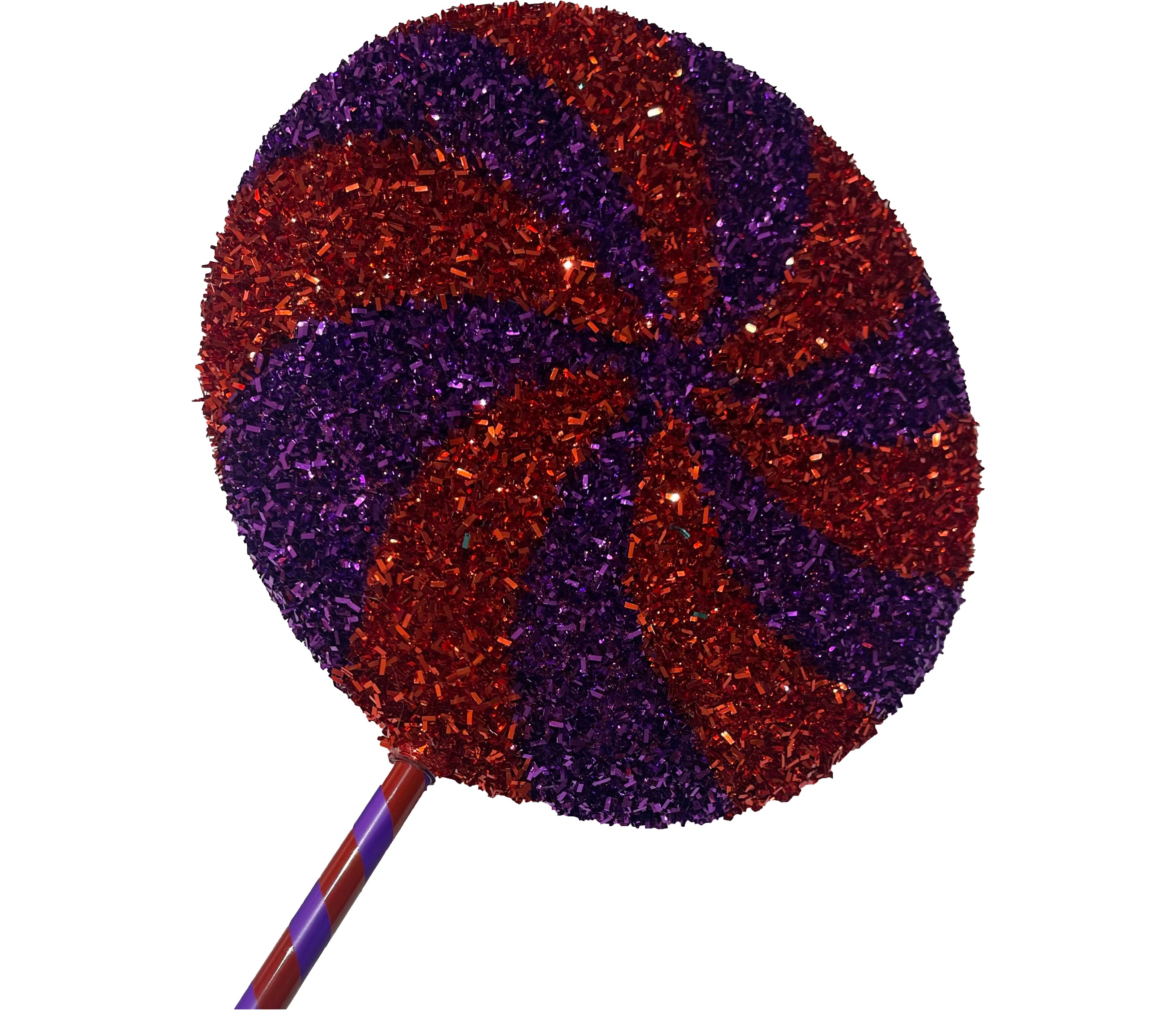 Glitter Lollipop 8 inch - red and purple peppermint