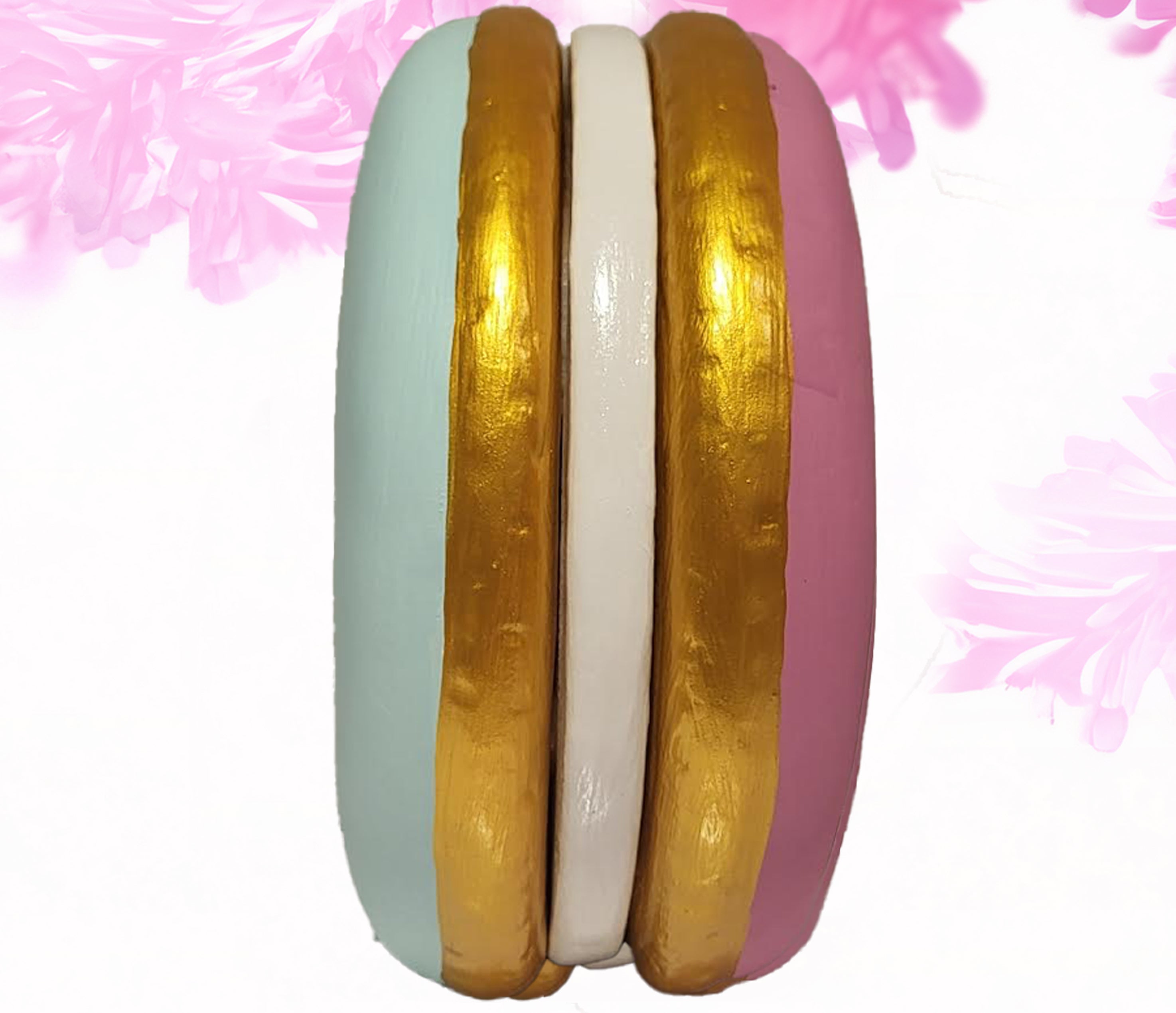 Macaron large - light teal + bright pink