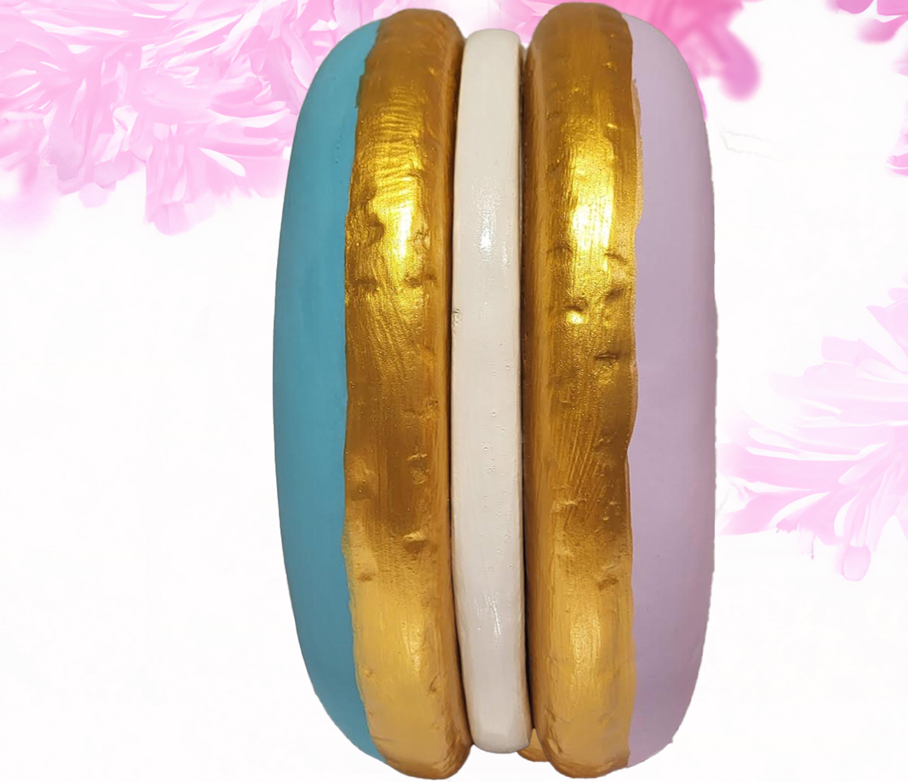 Macaron large - bright teal + light purple