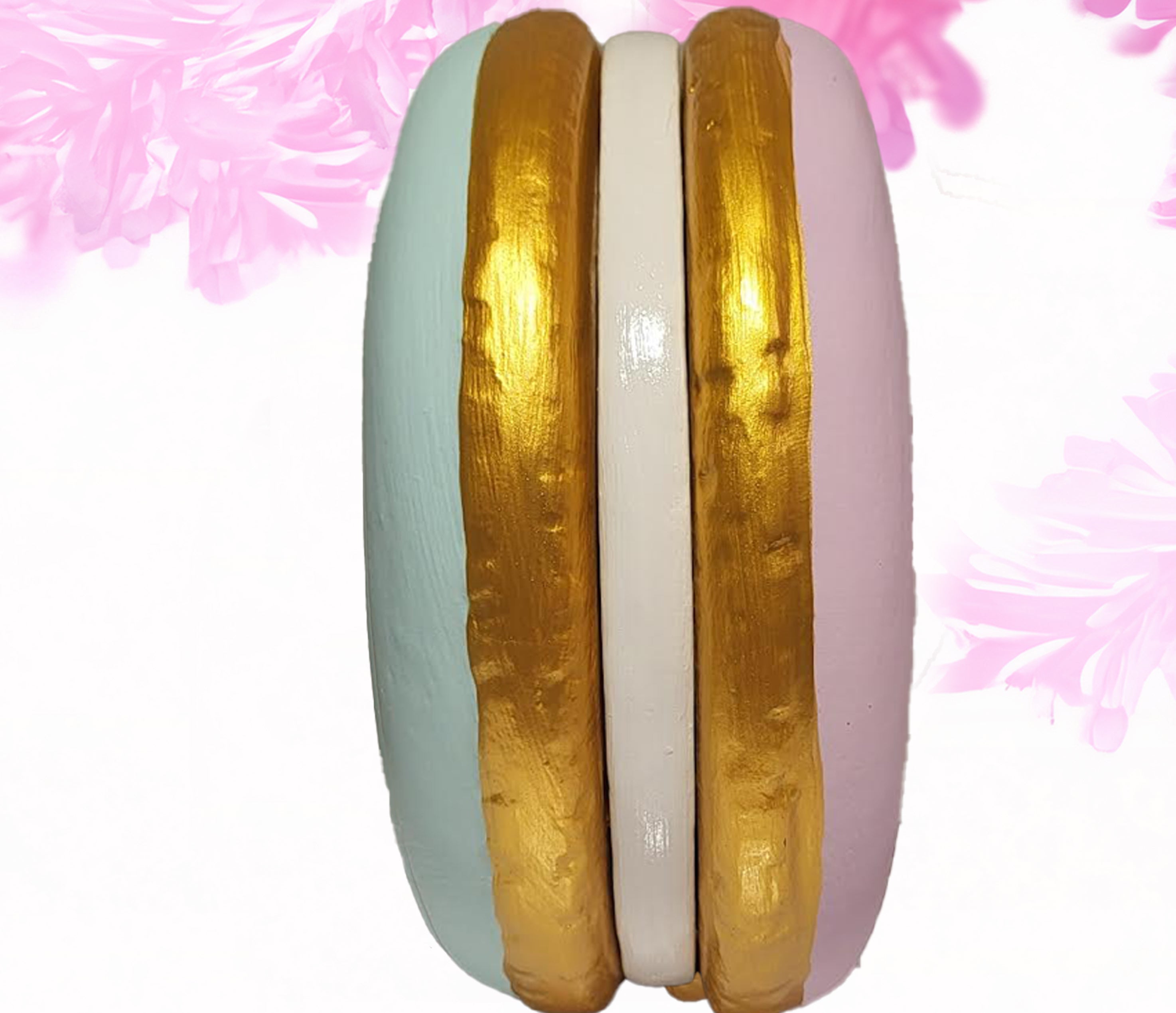 Macaron large - light teal + light pink