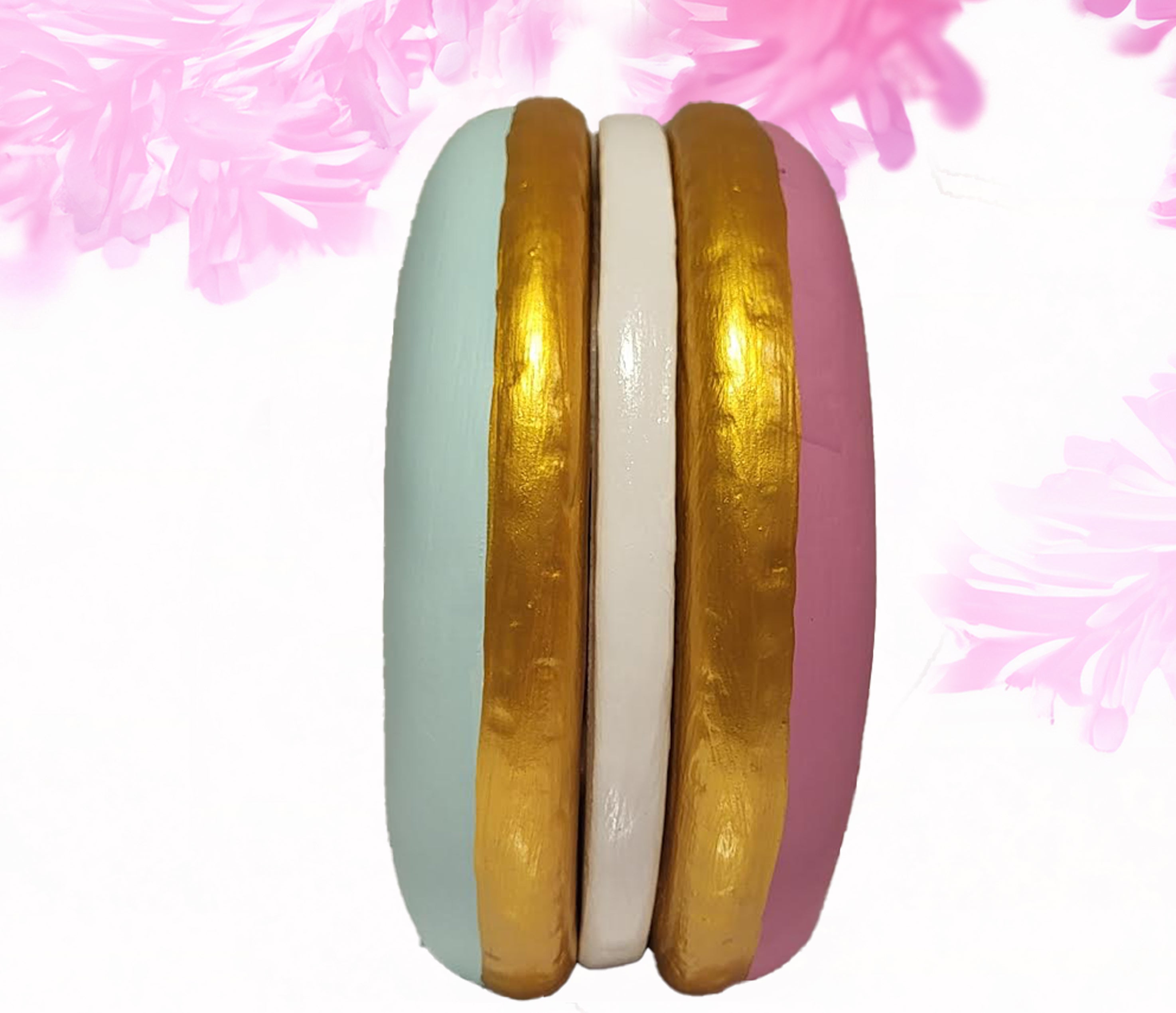 Macaron medium - bright teal + light pink