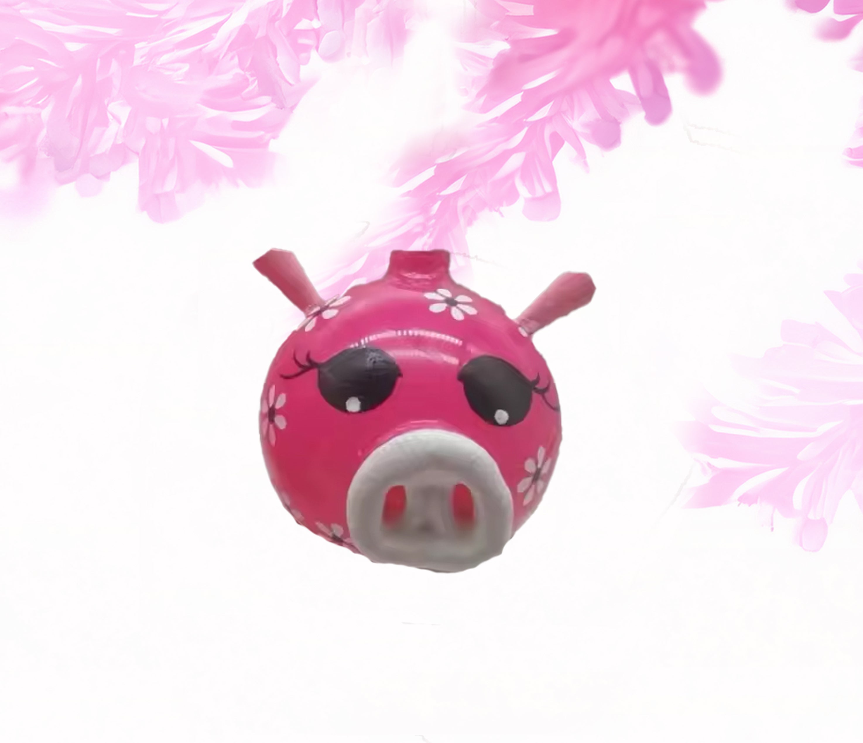 Piggy ornament small - handprinted glass