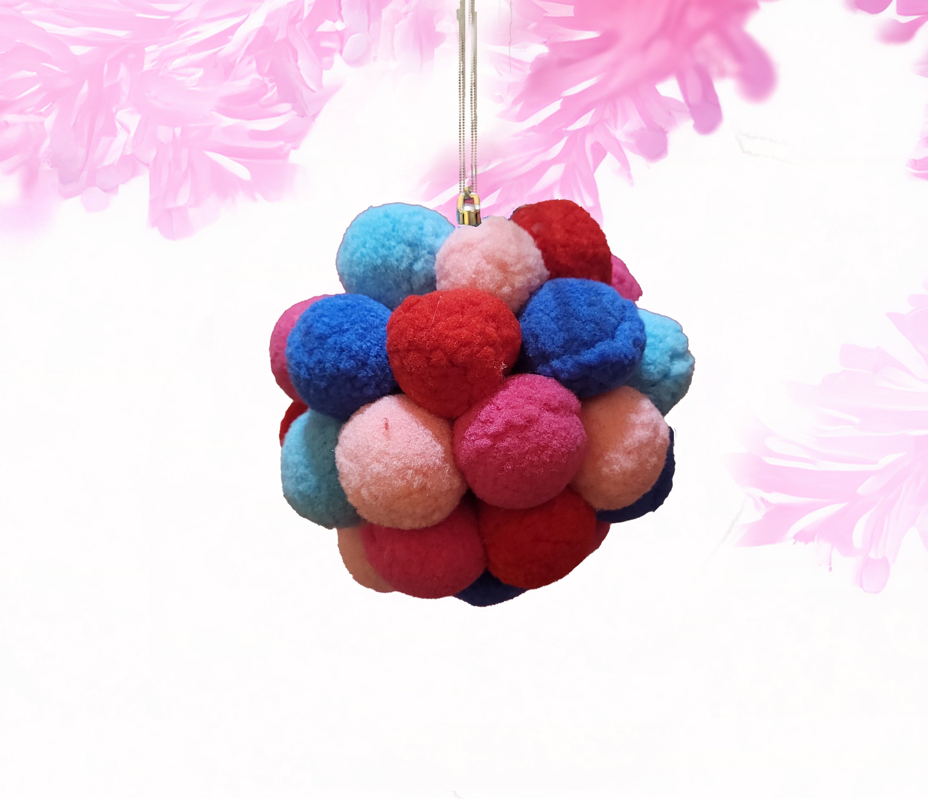 Pom pom ornament - multicoloured