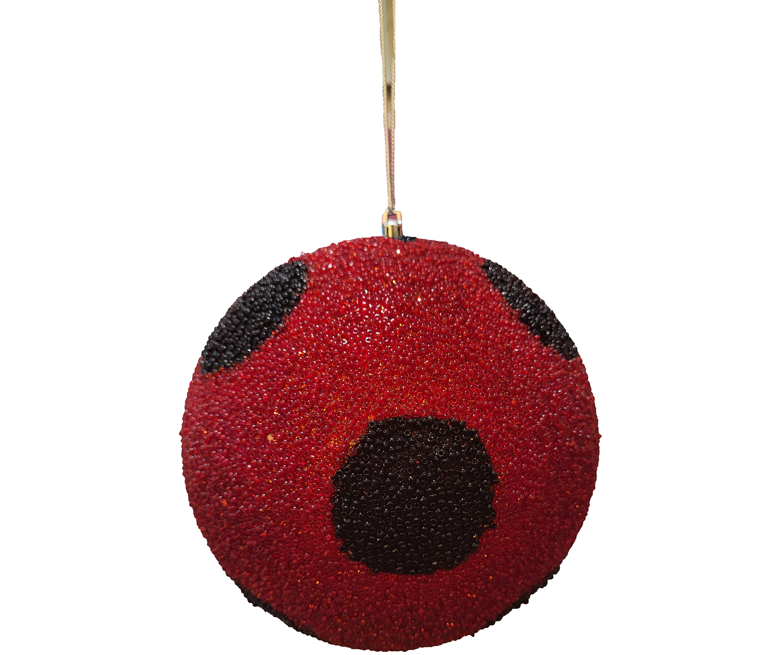 Beaded Ball 6 inch - red with black polkadots