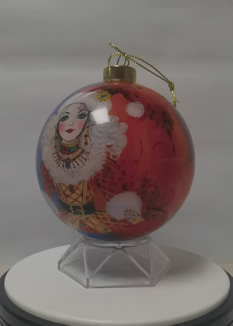 Seated Mrs Claus Purple/Orange Background