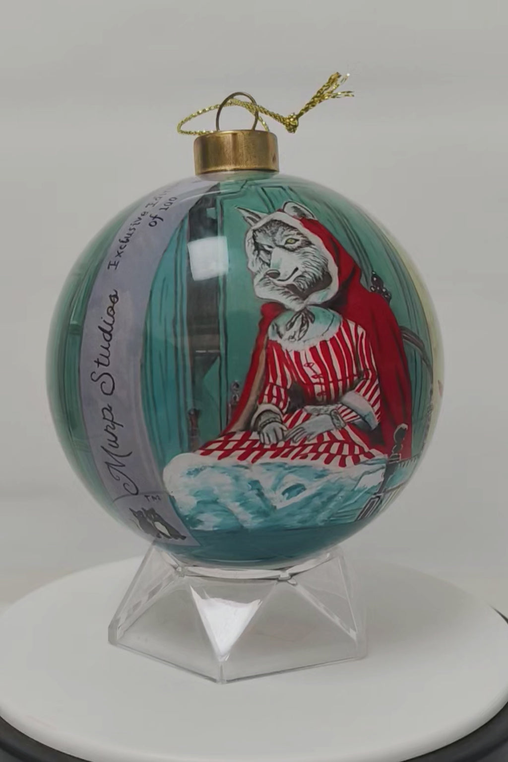 Wolf Little Red Riding Hood Limited Edition Glass Ornament - 4 inch