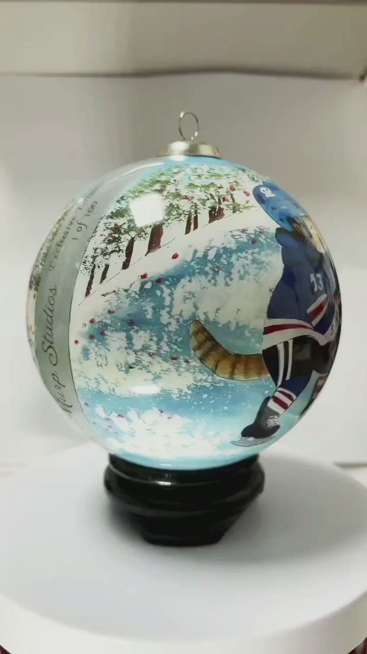 Hockey Cats Limited Edition Glass Ornament - 4 inch