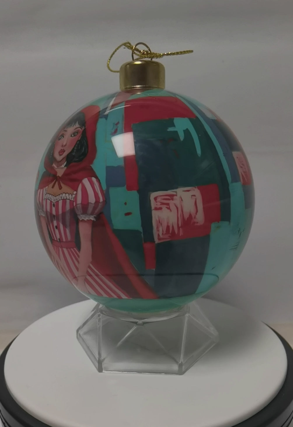 Little Red Riding Hood Abstract Limited Edition Glass Ornament - 4 inch