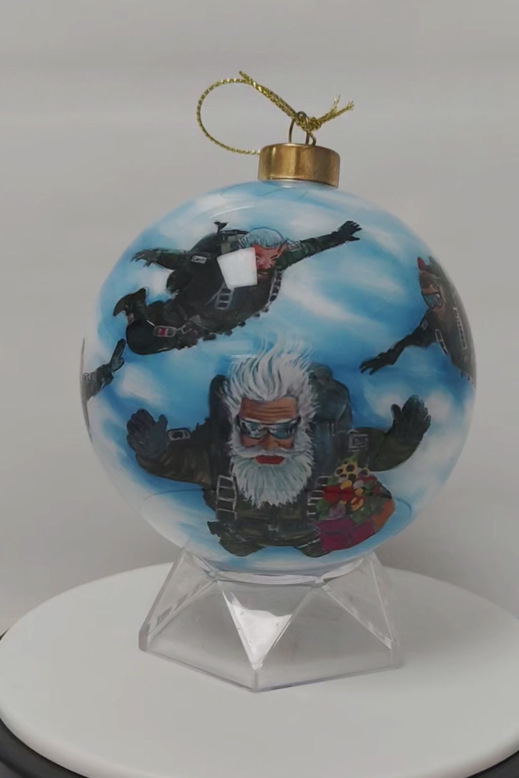 Santa Swat Team Limited Edition Glass Ornament - 4 inch