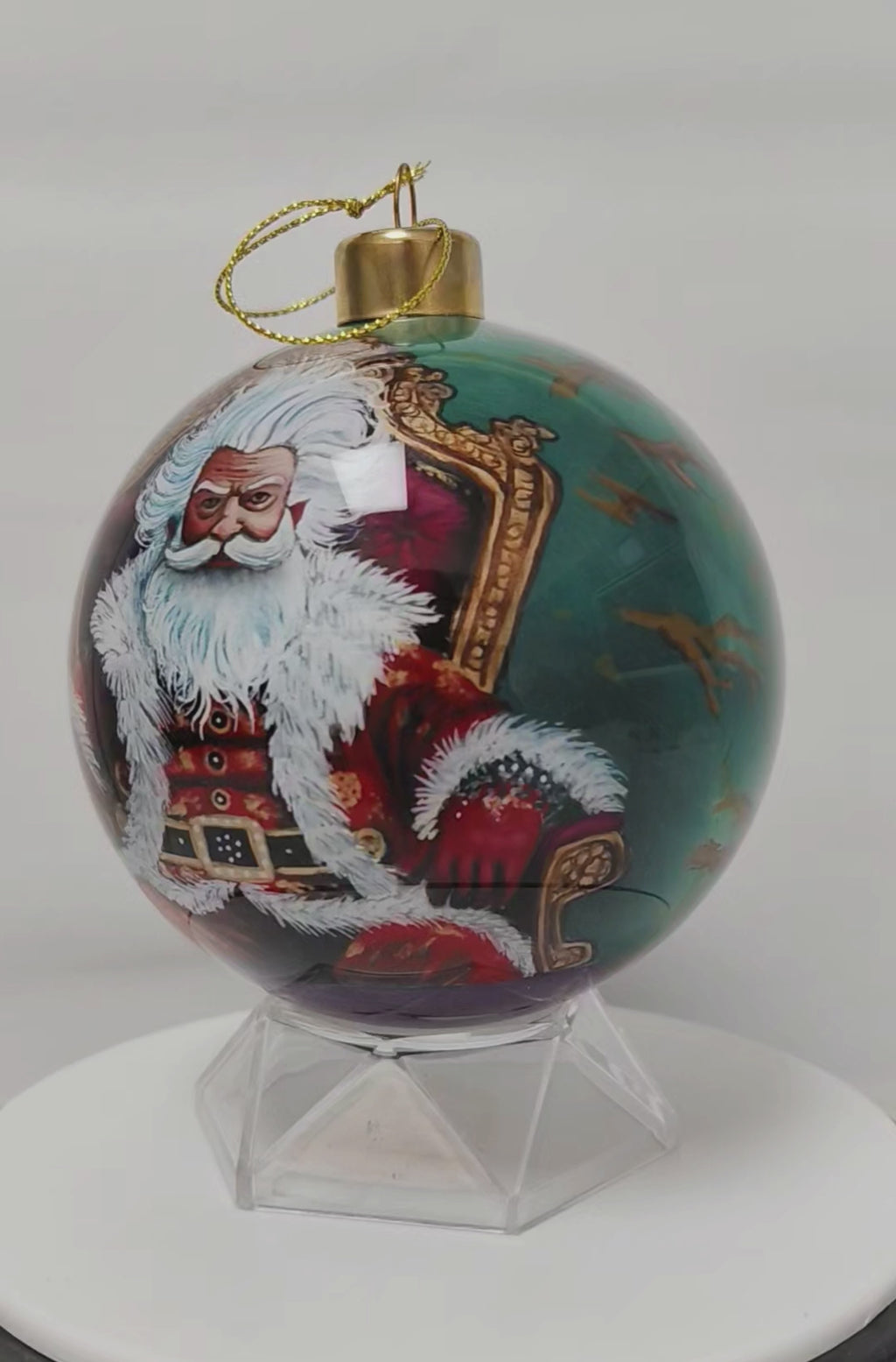 Cool Santa Hand-Painted Glass Ornament
