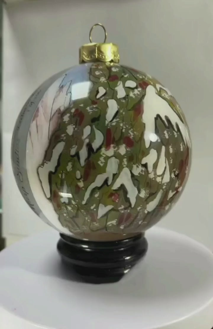 Mountain Goat Climbers Limited Edition Glass Ornament - 4 inch