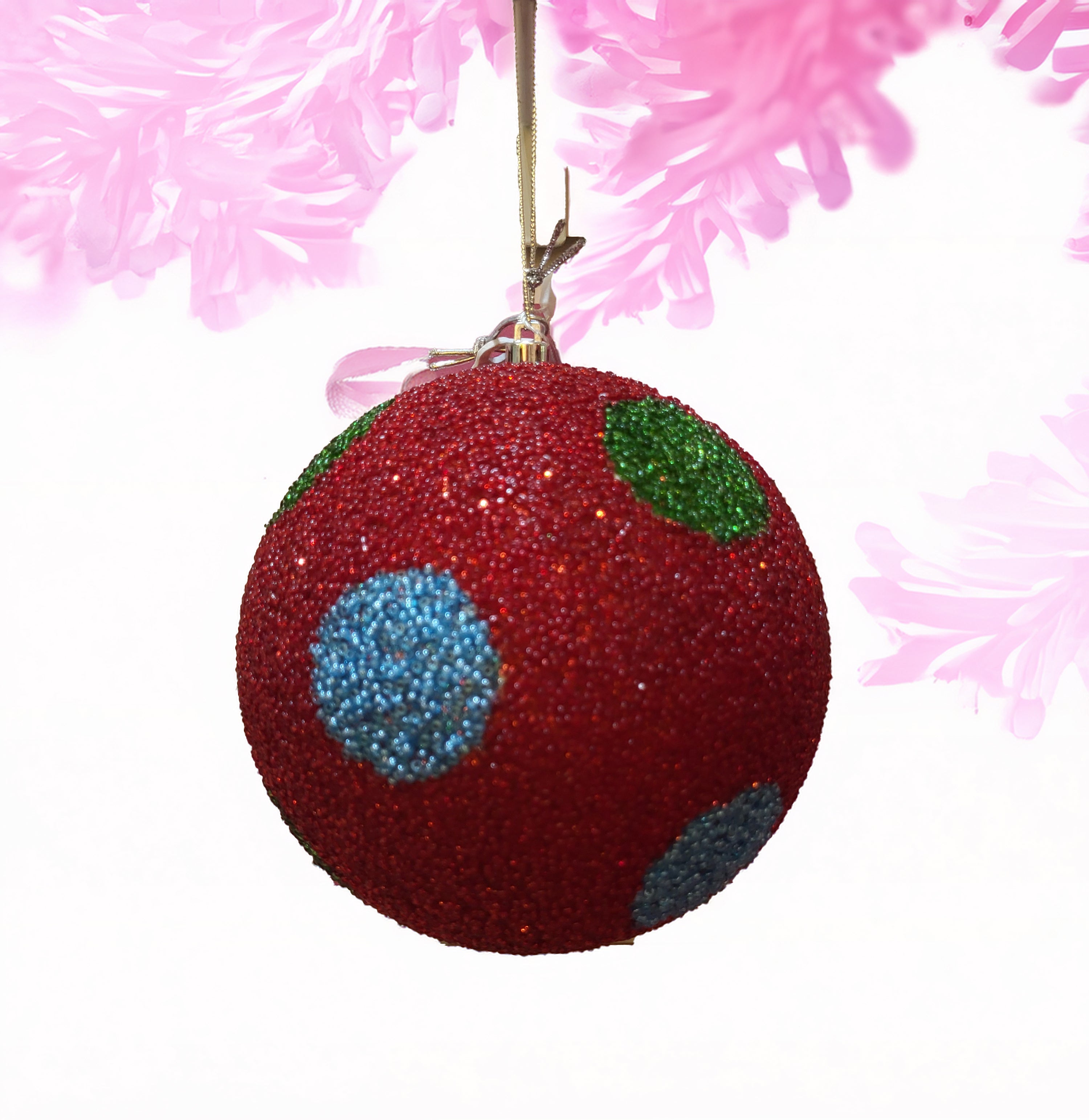 Beaded ball polkadots medium - red with blue and green