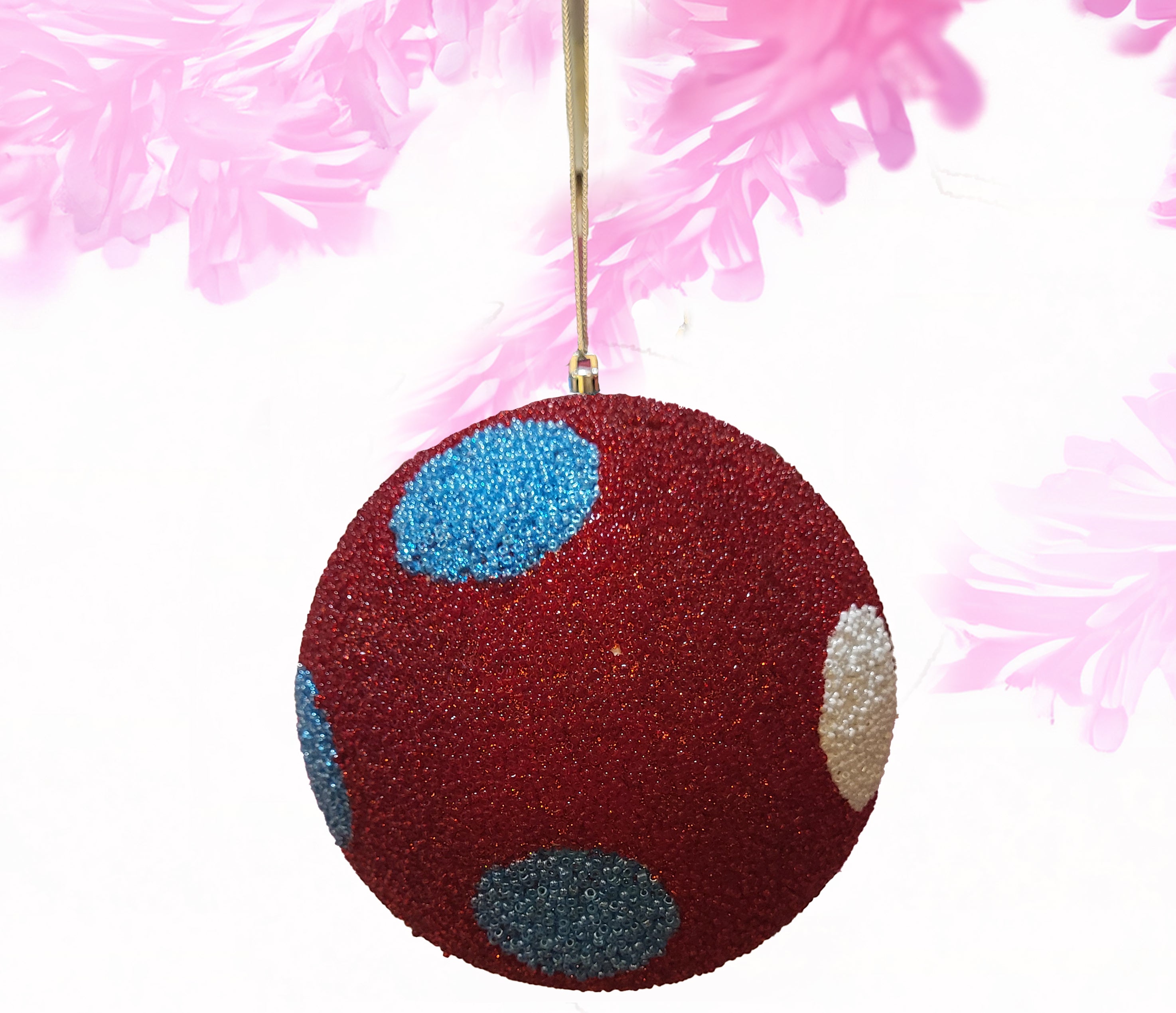 Beaded ball polkadots medium - red, white and blue